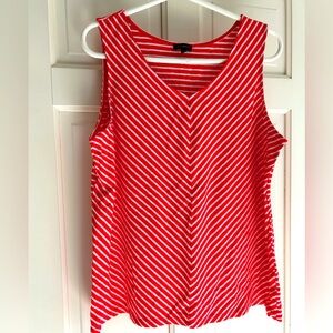 Talbot’s Linen Orange and White Striped Sleeveless Top